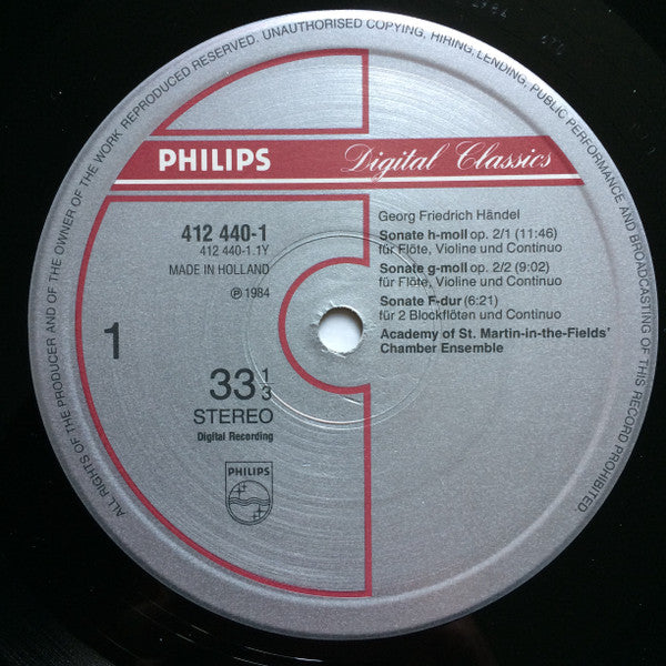 Georg Friedrich Händel, Academy Of St. Martin-in-the-Fields Chamber Ensemble – The Trio Sonatas (4xLP) LP vinyl record, image 3 of 7