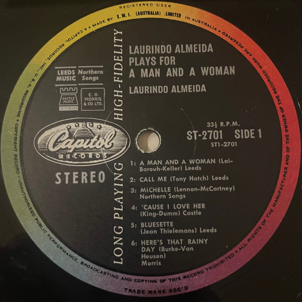 Laurindo Almeida – A Man And A Woman LP vinyl record, image 3 of 4