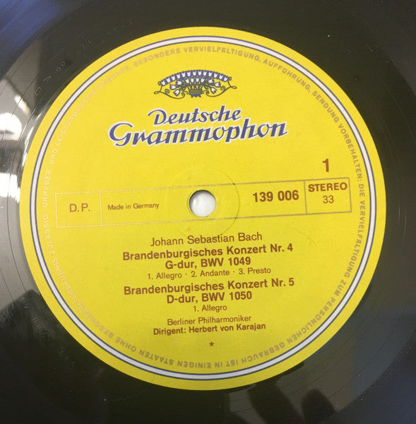 Johann Sebastian Bach, Herbert Von Karajan, Berliner Philharmoniker – Brandenburgische Konzerte Nr. 4, 5 & 6 LP vinyl record, image 3 of 7