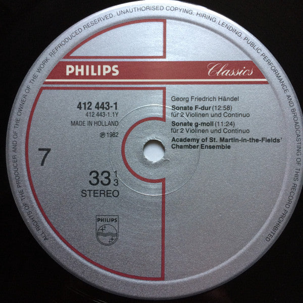 Georg Friedrich Händel, Academy Of St. Martin-in-the-Fields Chamber Ensemble – The Trio Sonatas (4xLP) LP vinyl record, image 6 of 7