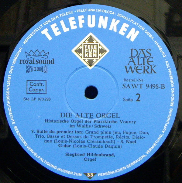 Jacob Obrecht, Domenico Zipoli, Louis-Nicolas Clérambault, Louis-Claude Daquin, Siegfried Hildenbrand – Historische Orgeln Der Burgkirche Valeria In Sion • Pfarrkirche In Vouvry = The Historic Swiss Organs Of Sion And Vouvry LP vinyl record, image 6 of 6