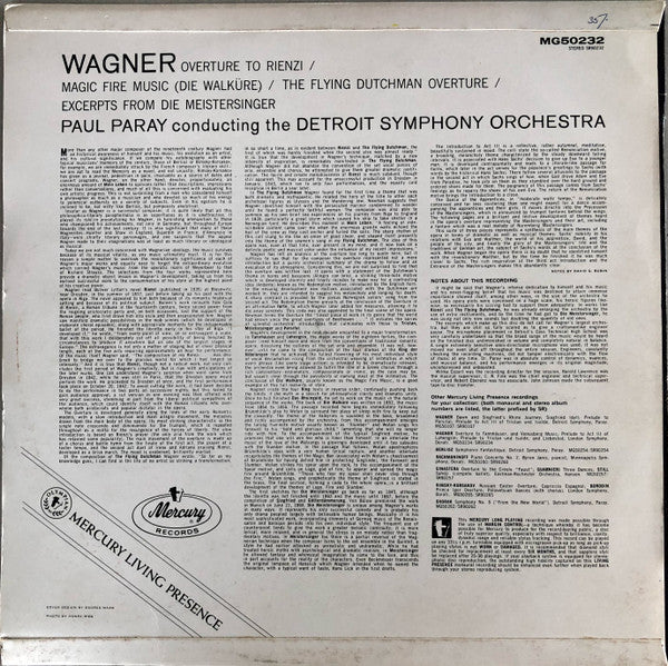 Richard Wagner, Paul Paray, Detroit Symphony Orchestra – A Wagner Concert LP vinyl record, image 2 of 4