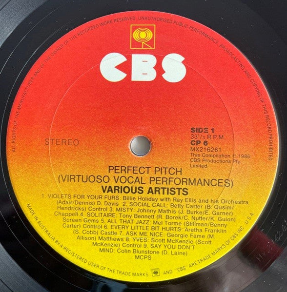 Various – Perfect Pitch - Virtuoso Vocal Performances LP vinyl record, image 3 of 4