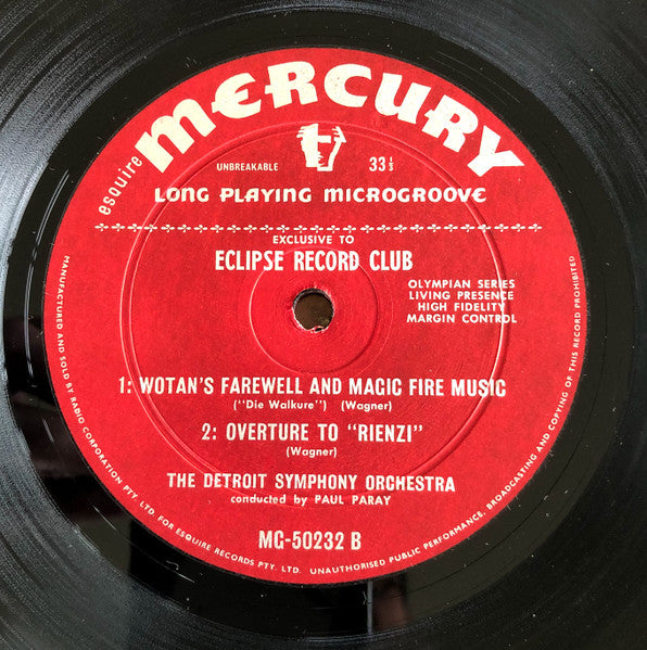 Richard Wagner, Paul Paray, Detroit Symphony Orchestra – A Wagner Concert LP vinyl record, image 4 of 4