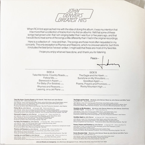 John Denver – John Denver's Greatest Hits LP vinyl record, image 5 of 8