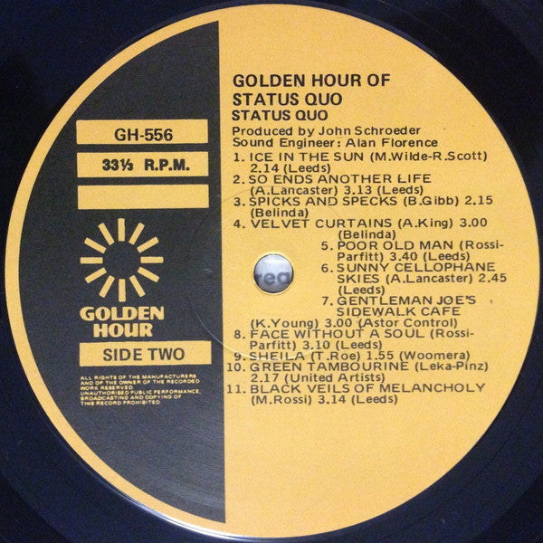 Status Quo – Golden Hour Of Status Quo LP vinyl record, image 4 of 4