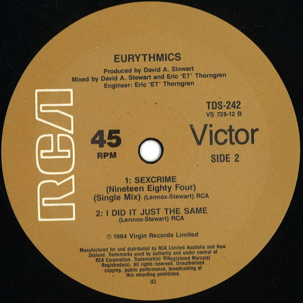 Eurythmics – Sexcrime (Nineteen Eighty Four) 12" vinyl record, image 4 of 4