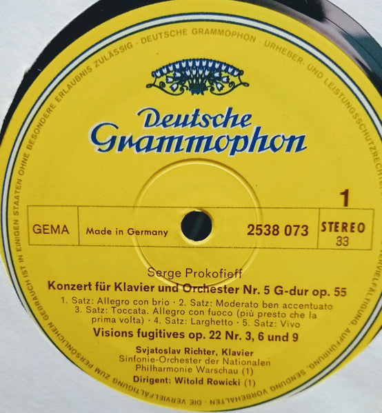 Sviatoslav Richter, Sergei Prokofiev – Piano Concerto No.5 / Sonata No.8 / Visions Fugitives Op.22 Nos. 3,6,9 LP vinyl record, image 4 of 5