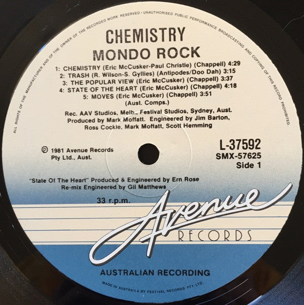 Mondo Rock – Mondo Rock Chemistry LP vinyl record, image 3 of 6