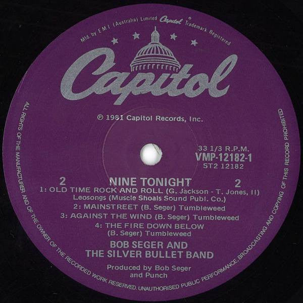 Bob Seger And The Silver Bullet Band – Nine Tonight (2xLP) LP vinyl record, image 4 of 6