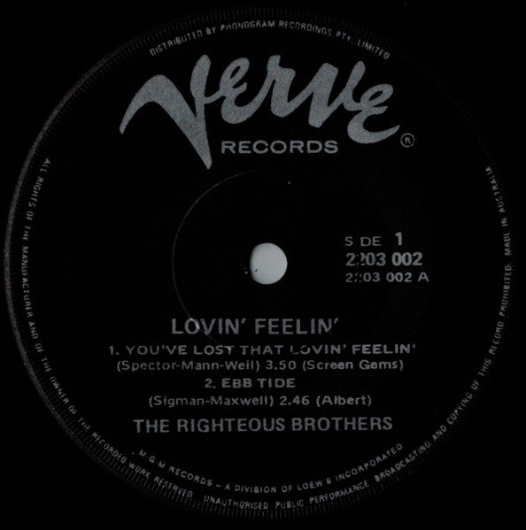 The Righteous Brothers – Lovin' Feelin' 7" vinyl record, image 2 of 4