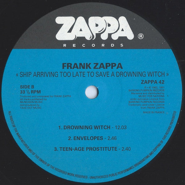 Frank Zappa – Ship Arriving Too Late To Save A Drowning Witch LP vinyl record, image 4 of 6