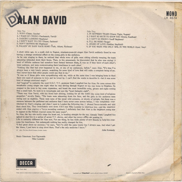 Alan David – Alan David LP vinyl record, image 2 of 4