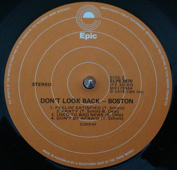 Boston – Don't Look Back LP vinyl record, image 8 of 8