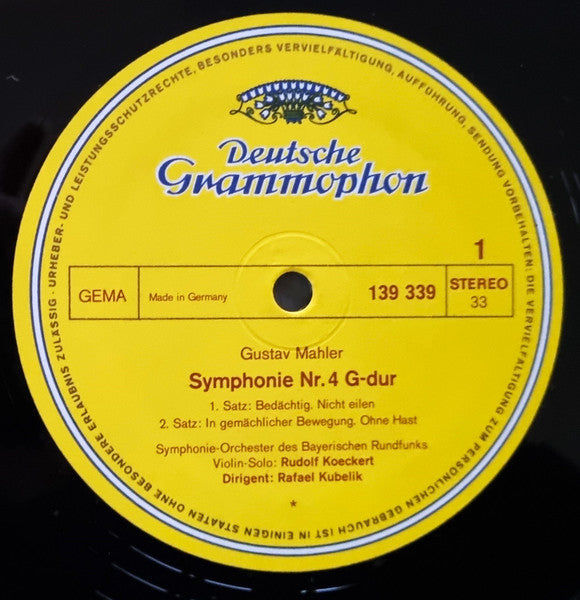 Gustav Mahler, Rafael Kubelik, Elsie Morison, Symphonie-Orchester Des Bayerischen Rundfunks – Symphonie Nr. 4 LP vinyl record, image 2 of 3