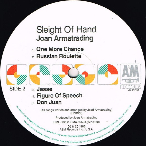 Joan Armatrading – Sleight Of Hand LP vinyl record, image 4 of 6