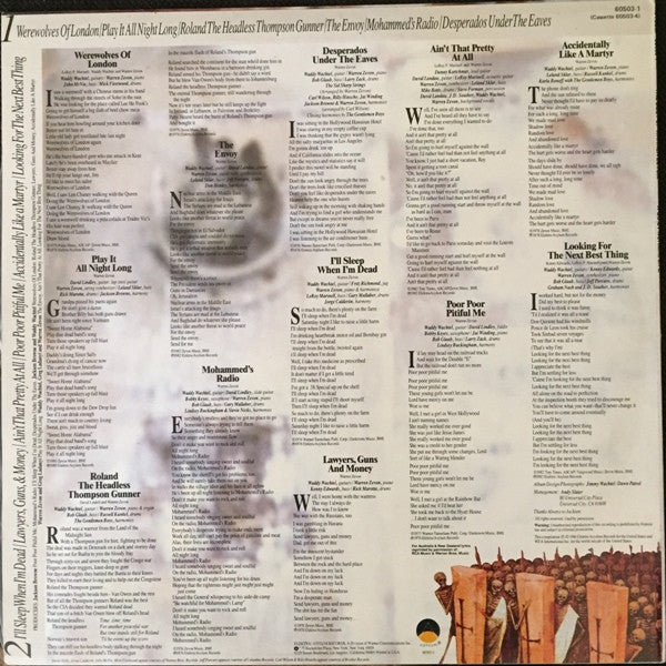 Warren Zevon – A Quiet Normal Life: The Best Of Warren Zevon LP vinyl record, image 2 of 4