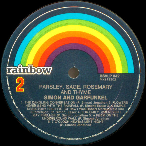 Simon & Garfunkel – Parsley, Sage, Rosemary And Thyme LP vinyl record, image 4 of 4