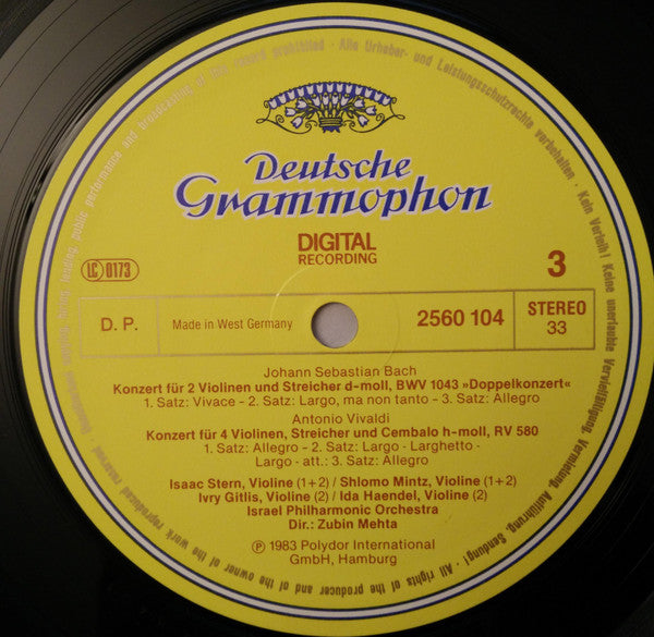 Pinchas Zukerman, Isaac Stern, Itzhak Perlman, Shlomo Mintz, Israel Philharmonic Orchestra, Zubin Mehta, Antonio Vivaldi, Johann Sebastian Bach, Wolfgang Amadeus Mozart – The Four Seasons · Concerto For 4 Violins / Double Concerto / Sinfonia... (2xLP) LP vinyl record, image 7 of 8