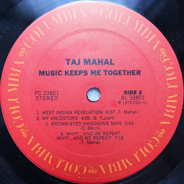 Taj Mahal – Music Keeps Me Together LP vinyl record, image 4 of 4