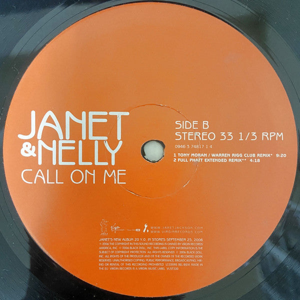 Janet Jackson, Nelly – Call On Me 12" vinyl record, image 3 of 4
