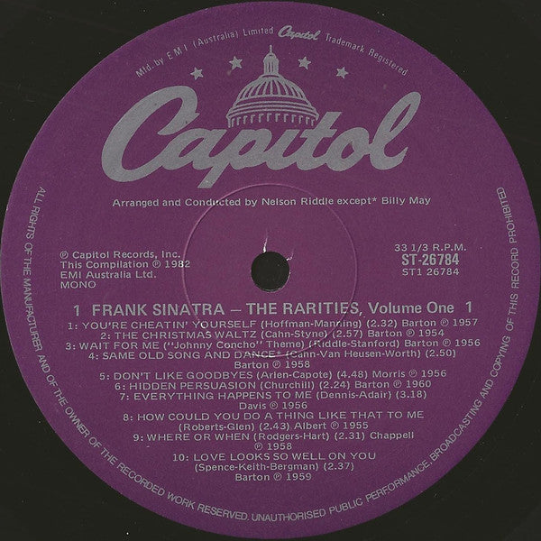 Frank Sinatra – The Rarities - Volume One LP vinyl record, image 3 of 4