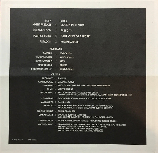 Weather Report – Night Passage LP vinyl record, image 5 of 6