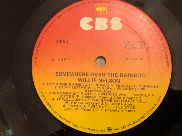 Willie Nelson – Somewhere Over The Rainbow LP vinyl record, image 5 of 5