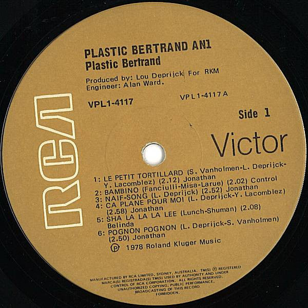 Plastic Bertrand – An 1 LP vinyl record, image 3 of 4