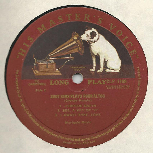 Zoot Sims – Zoot Sims Plays Four Altos LP vinyl record, image 6 of 6