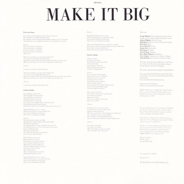 Wham! – Make It Big LP vinyl record, image 8 of 9