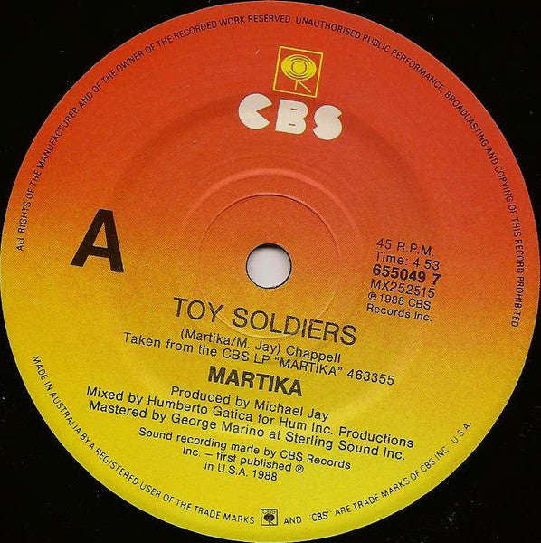Martika – Toy Soldiers 7" vinyl record, image 3 of 4