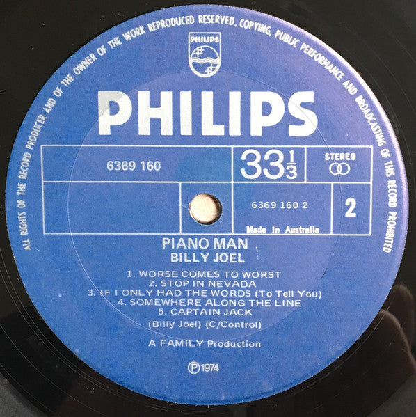 Billy Joel – Piano Man LP vinyl record, image 3 of 3