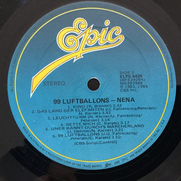 Nena – 99 Luftballons LP vinyl record, image 5 of 5