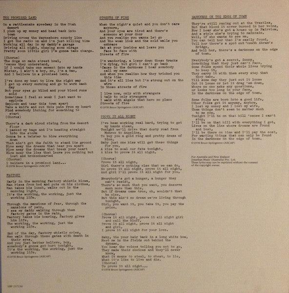 Bruce Springsteen – Darkness On The Edge Of Town LP vinyl record, image 6 of 7