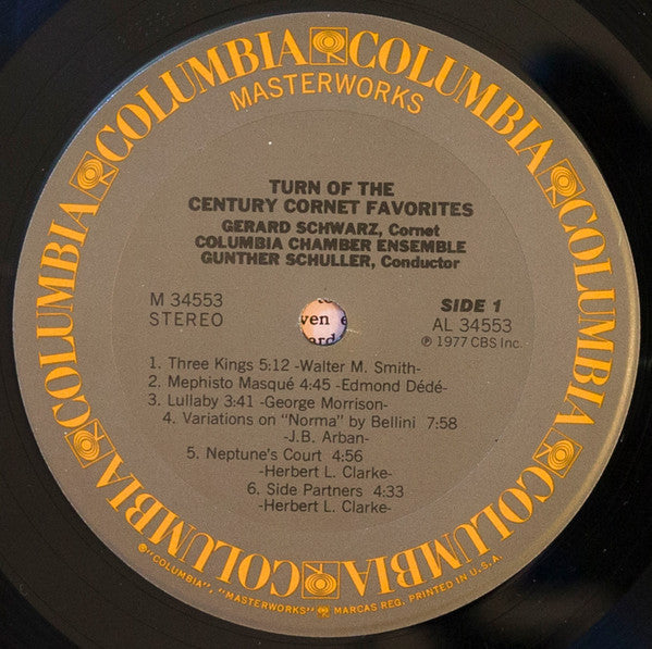 Gunther Schuller, Gerard Schwarz – Turn Of The Century Cornet Favorites LP vinyl record, image 3 of 4