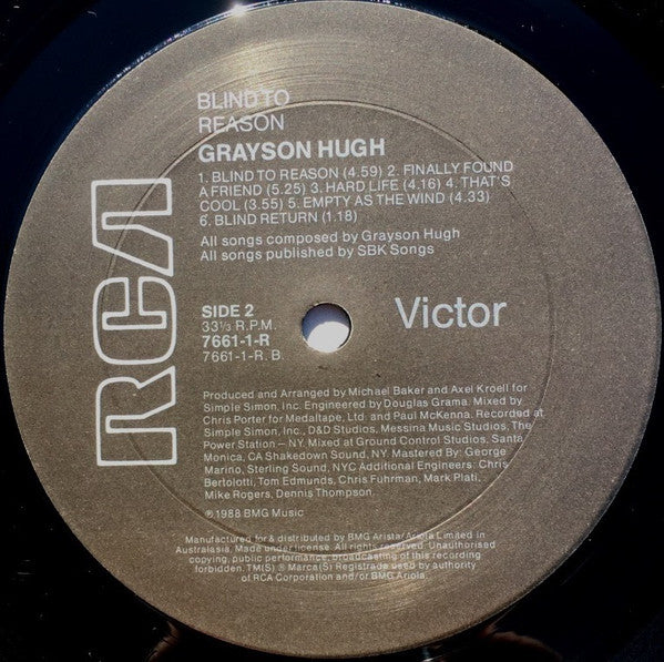 Grayson Hugh – Blind To Reason LP vinyl record, image 4 of 4