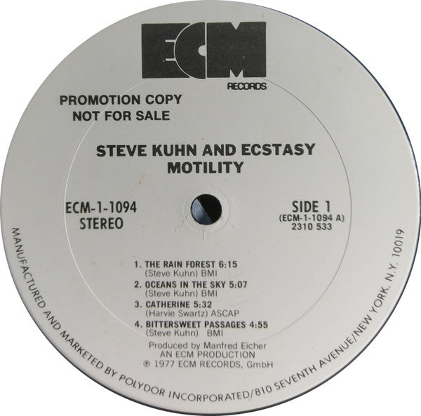 Steve Kuhn And Ecstasy – Motility LP vinyl record, image 3 of 4