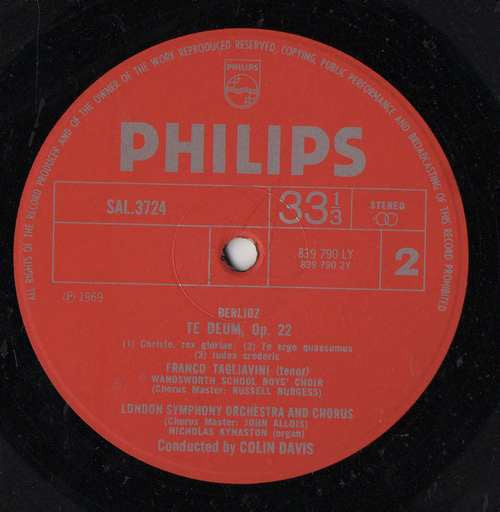 Hector Berlioz, London Symphony Orchestra, London Symphony Chorus, Sir Colin Davis – Te Deum LP vinyl record, image 3 of 3