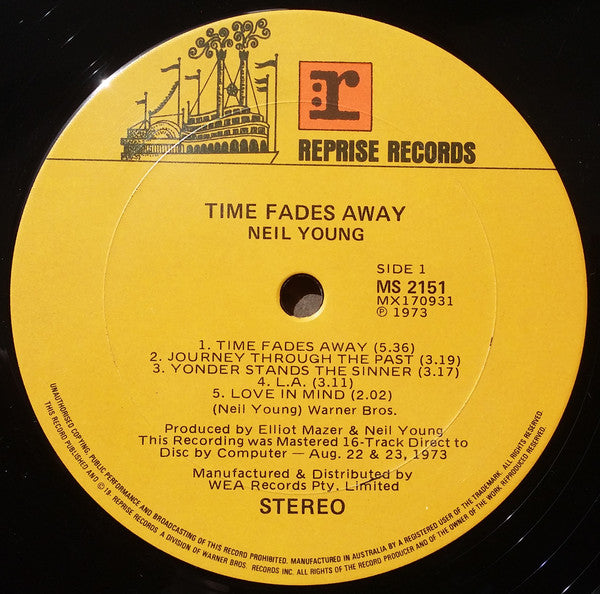Neil Young – Time Fades Away LP vinyl record, image 2 of 4