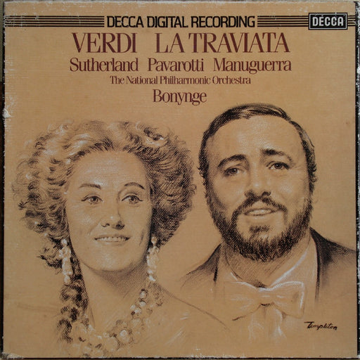 Giuseppe Verdi, Joan Sutherland, Luciano Pavarotti, Richard Bonynge, Matteo Manuguerra, National Philharmonic Orchestra – La Traviata (3xLP) LP vinyl record, image 1 of 8