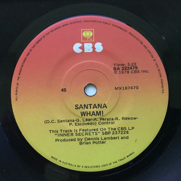 Santana – Well All Right 7" vinyl record, image 2 of 2