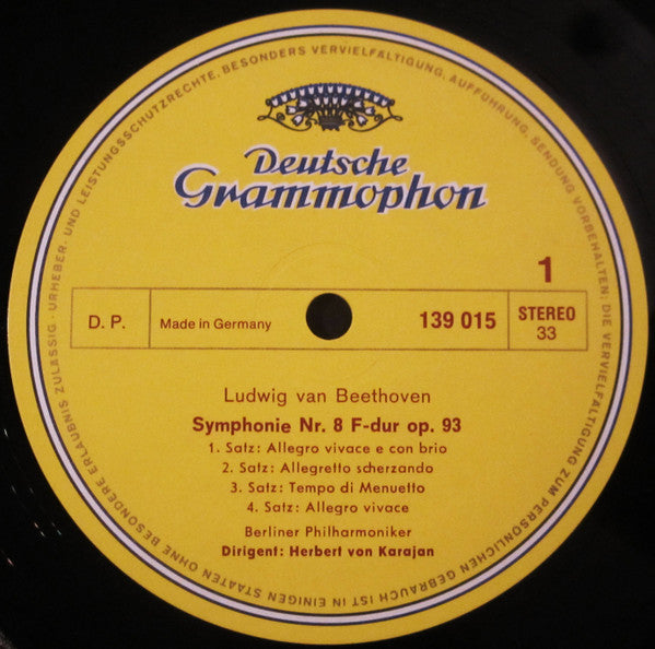Ludwig Van Beethoven, Berliner Philharmoniker, Herbert von Karajan – Symphonie Nr. 8 / Ouvertüren: »Fidelio« · »Leonore III« · »Coriolan« LP vinyl record, image 3 of 4