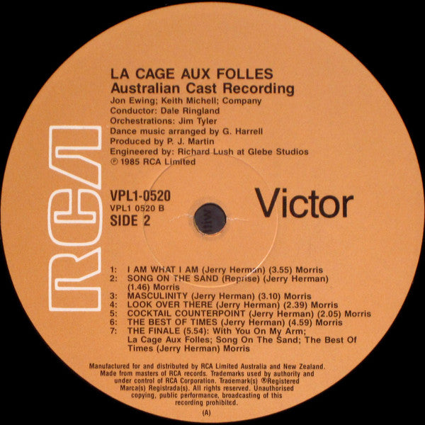 Jerry Herman, Keith Michell, Jon Ewing – La Cage Aux Folles (Original Australian Cast Recording) LP vinyl record, image 6 of 6