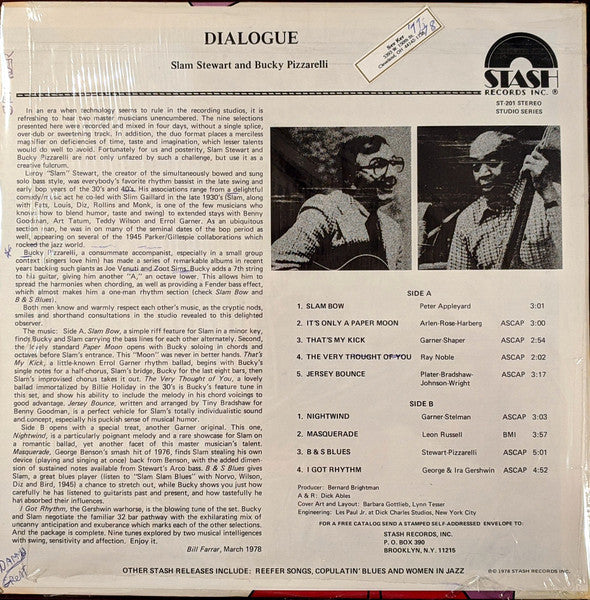 Slam Stewart, Bucky Pizzarelli – Dialogue LP vinyl record, image 2 of 4