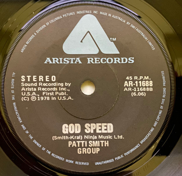 Patti Smith Group – Because The Night / God Speed 7" vinyl record, image 2 of 3