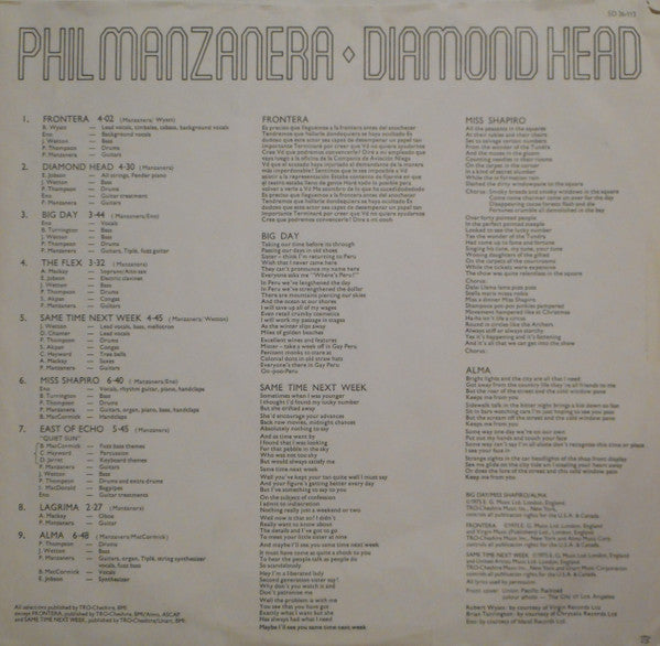 Phil Manzanera – Diamond Head LP vinyl record, image 4 of 6