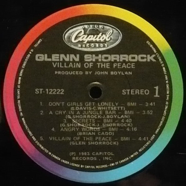 Glenn Shorrock – Villain Of The Peace LP vinyl record, image 3 of 3