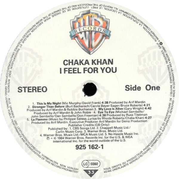 Chaka Khan – I Feel For You LP vinyl record, image 2 of 8