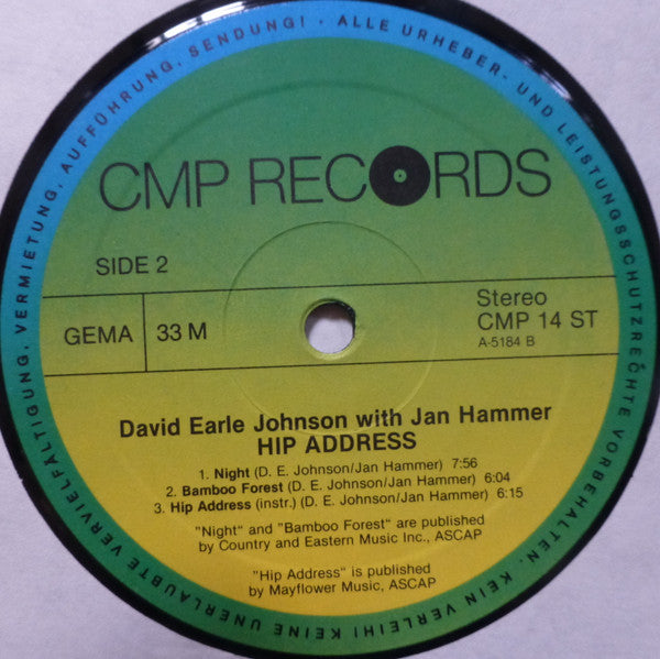 David Earle Johnson, Jan Hammer – Hip Address LP vinyl record, image 4 of 4